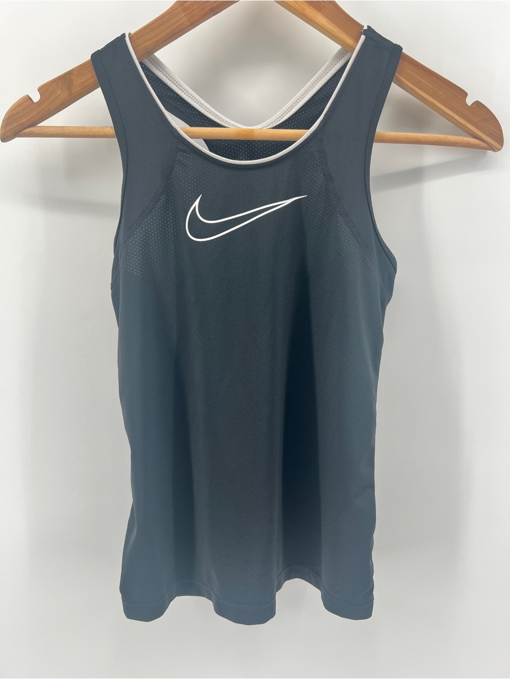 Nike Black Tank Top with White Swoosh Dri Fit